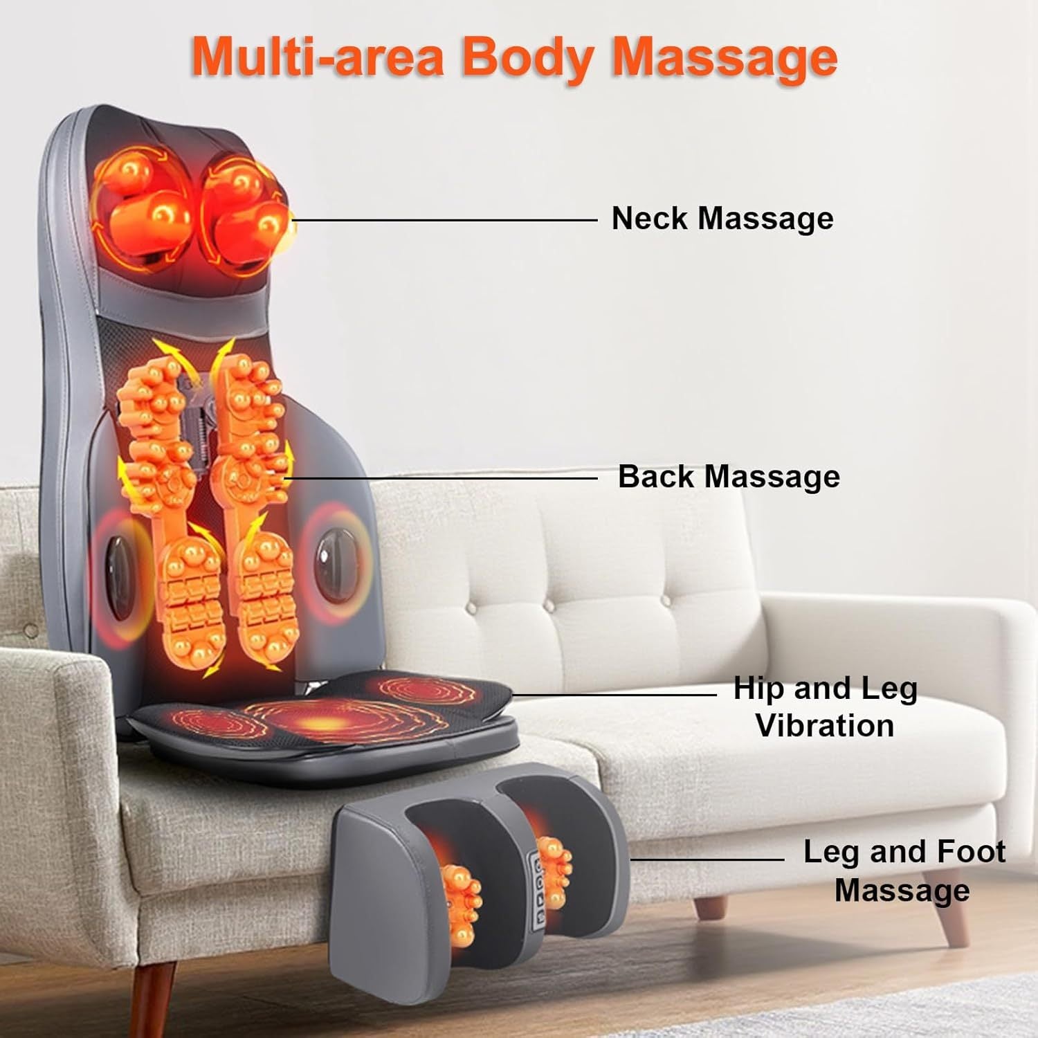 Full Body Massage Cushion for Neck Back & Waist, Vibration Massage Pad, Foldable for Home Office & Car