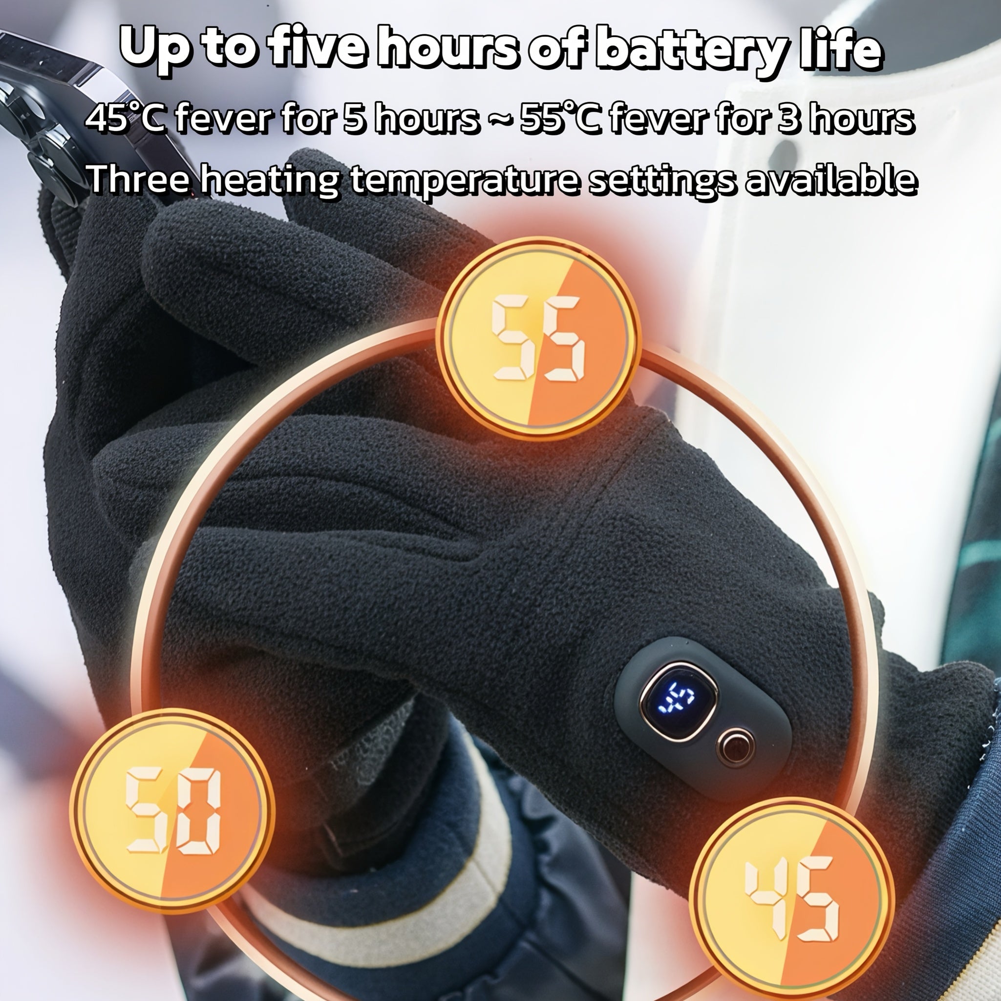 Rechargeable Heated Gloves, 3000mAh Battery, Adjustable Heat Winter Gloves for Skiing, Cycling & Outdoor Activities