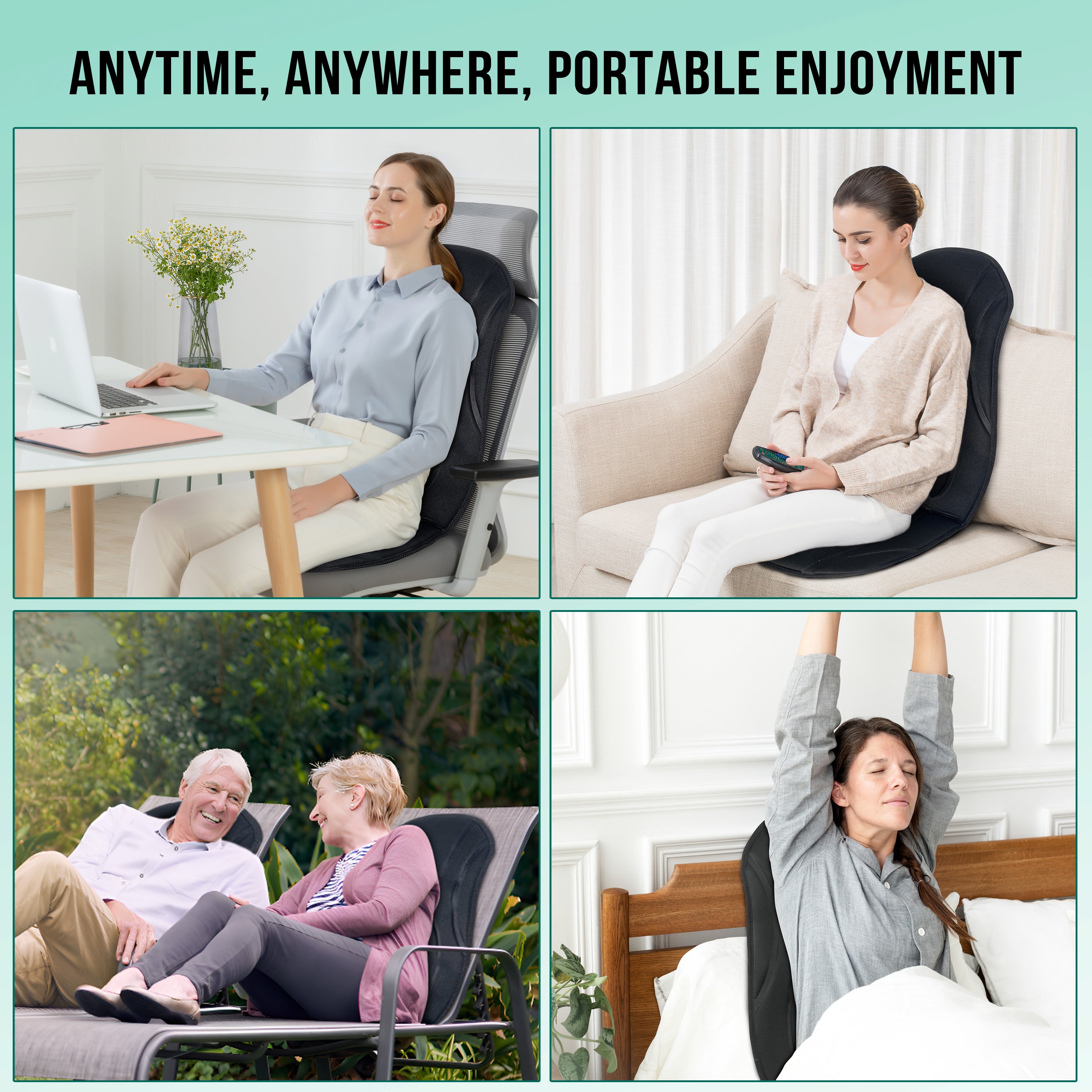 Vibration Back Massager Seat Cushion with Heat, 8 Motors, 5 Massage Modes, Chair Massager for Home & Office