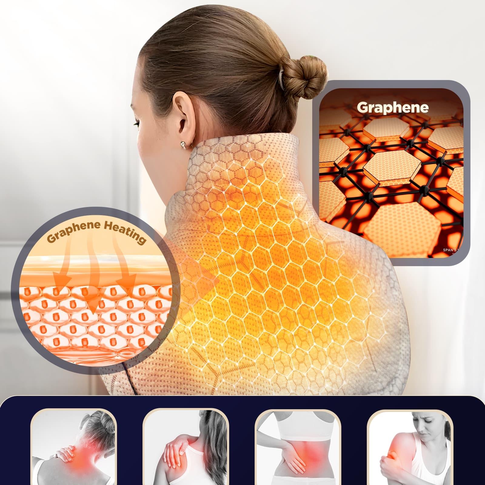 Heated Shawl Heating Pad for Neck & Shoulders – Graphene Fabric, 6 Heat Levels, Auto Shut-Off