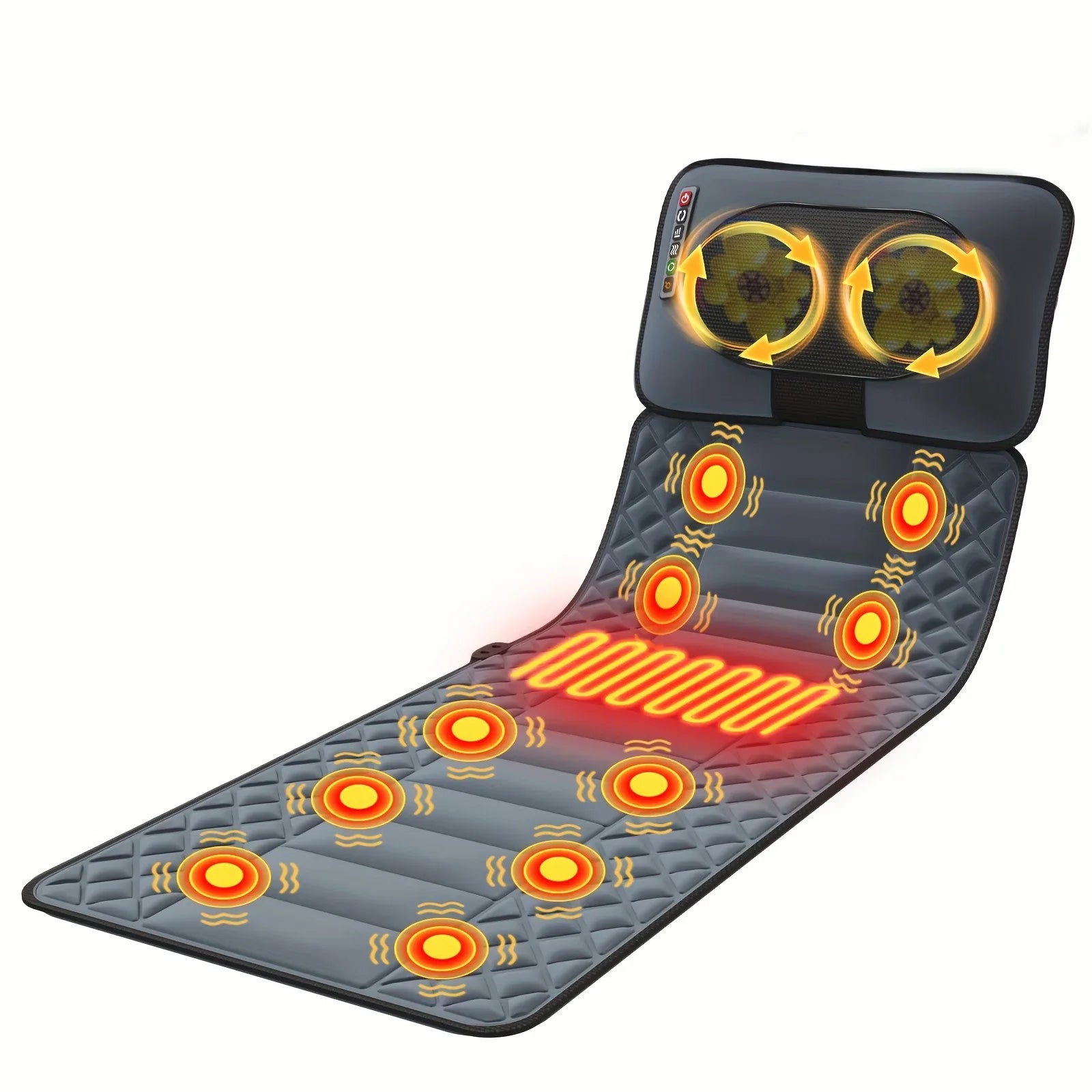 Full Body Massage Mat with Shiatsu Neck & Back Heating, 10 Vibration Motors, Massage Pad with Storage Bag - Thermeva