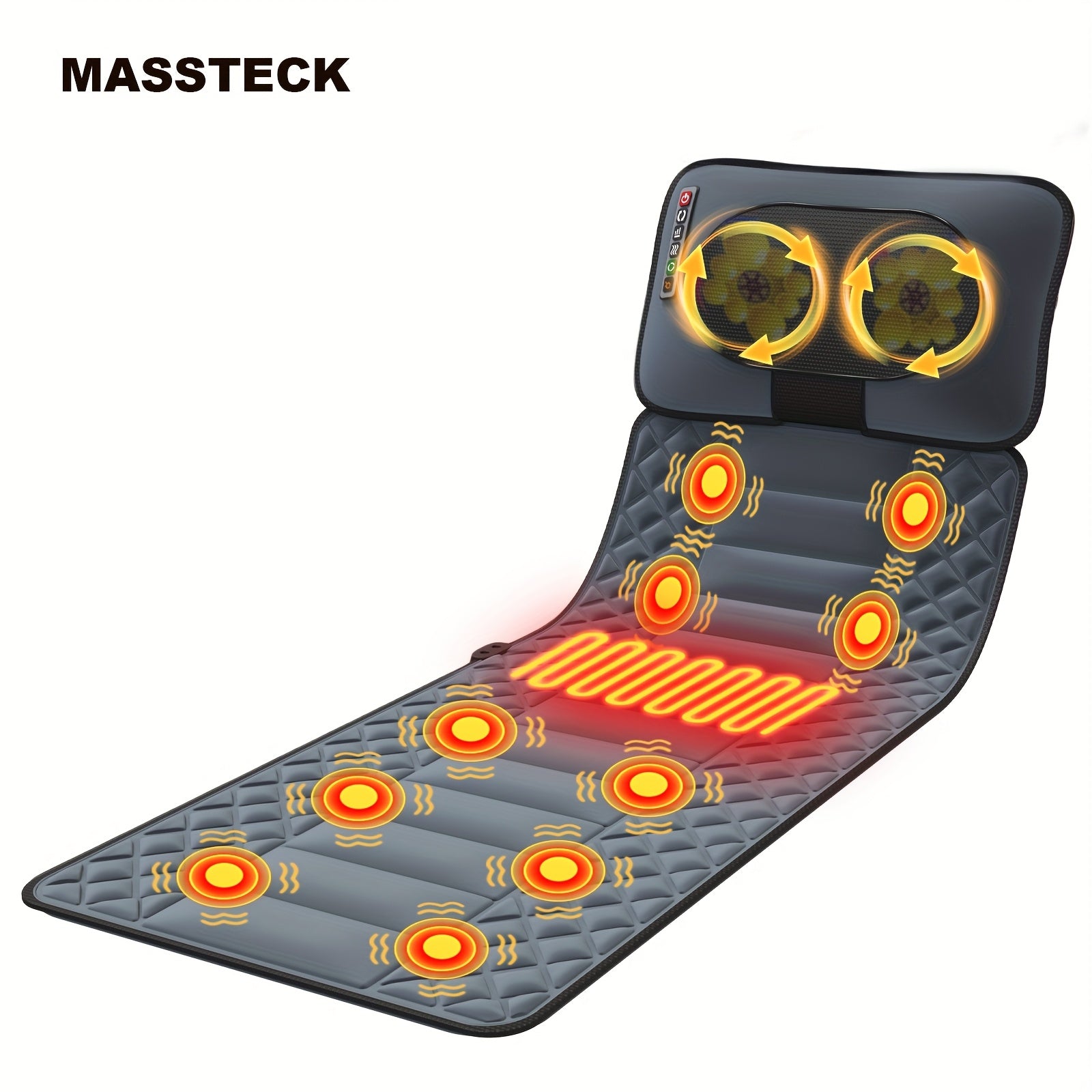 Full Body Massage Mat with Shiatsu Neck & Back Heating, 10 Vibration Motors, Massage Pad with Storage Bag