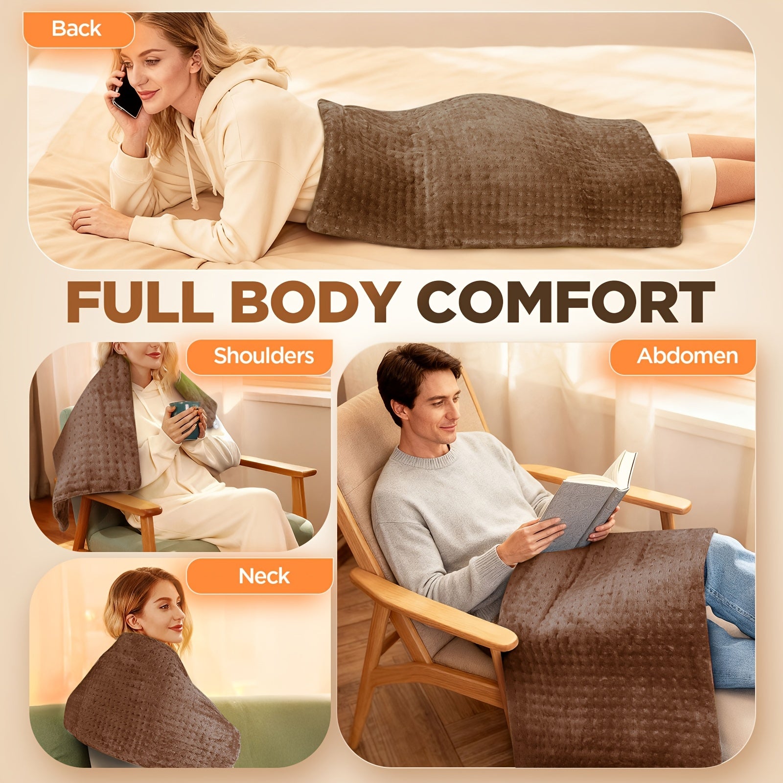 Heating Pad for Back & Body – Ultra-Soft Fabric, Dry & Moist Heat