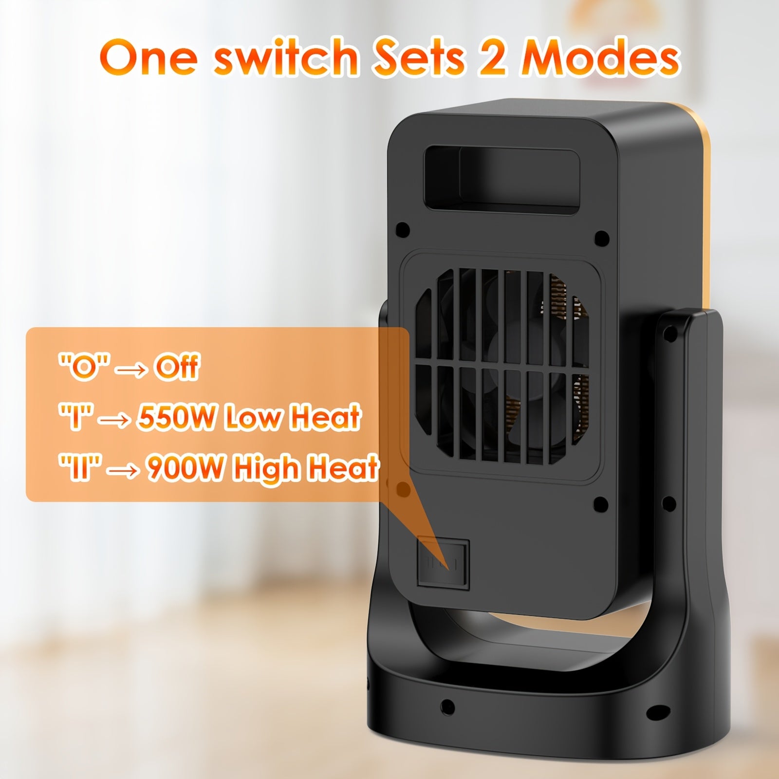 Compact Electric Space Heater for Indoor Use – Portable Heater with Thermostat & Quiet Operation