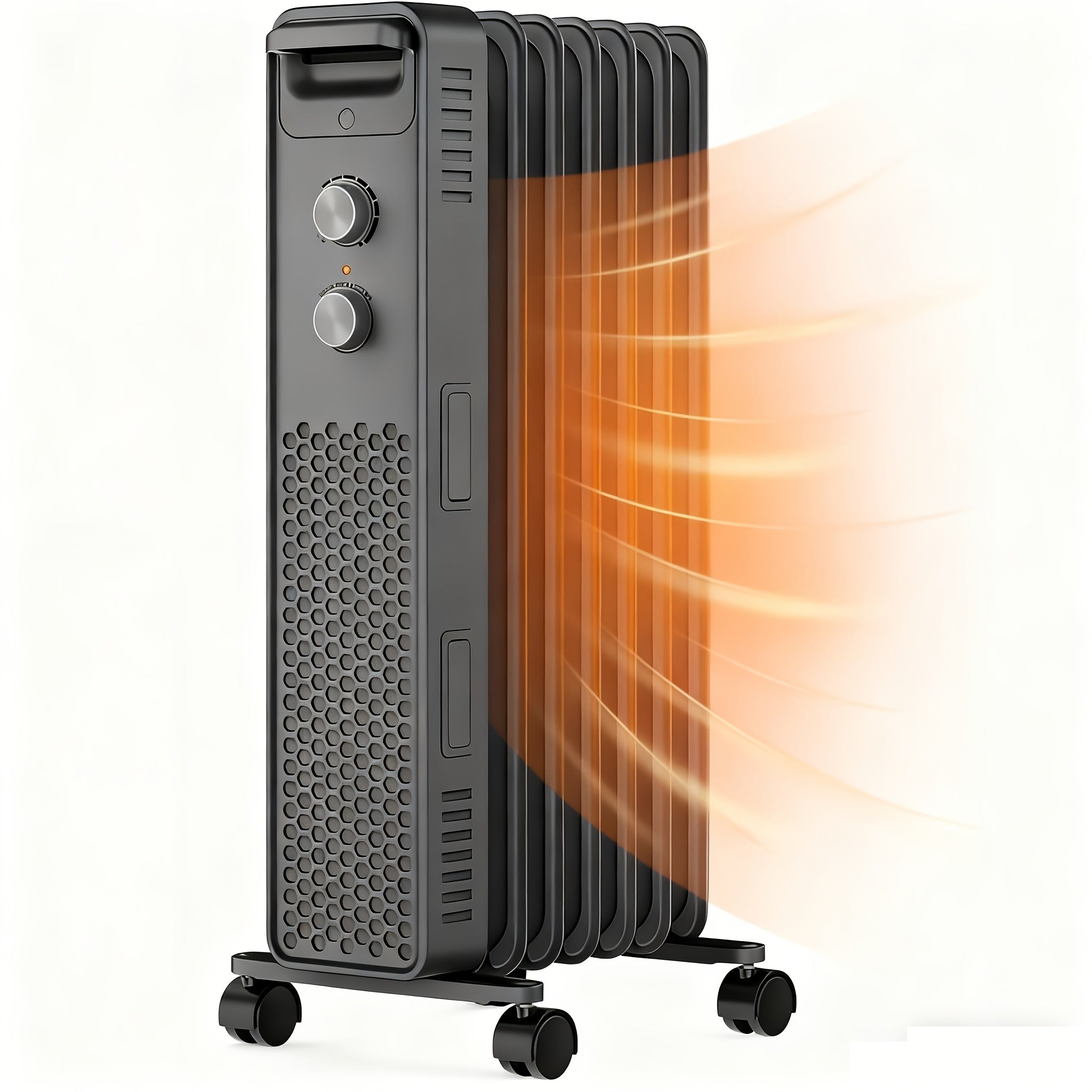 Oil-Filled Radiator Space Heater for Indoor Use – Electric Heater with Adjustable Thermostat & Safety Protection