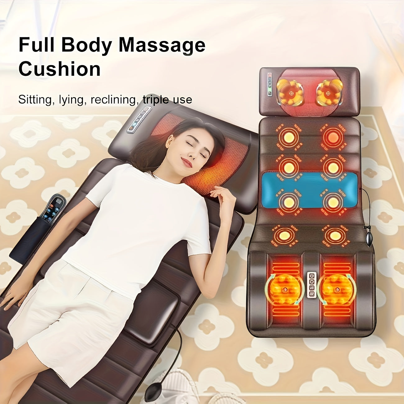 Full Body Heating Massage Set, Neck Foot & Back Massagers with Timer, Plug-In Massage System for Home