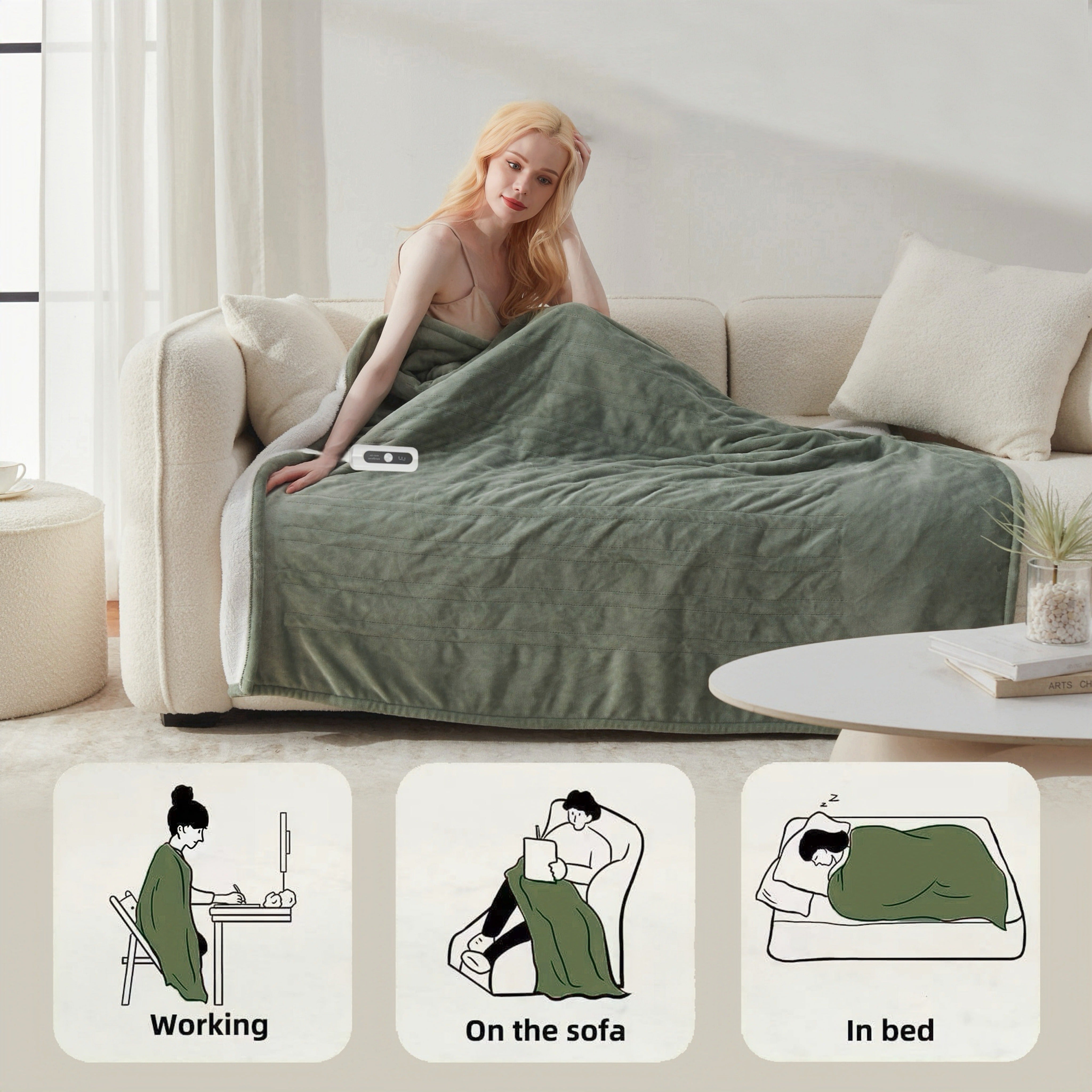 Electric Heated Throw Blanket – Temperature Control, Auto Shut-Off, Machine Washable