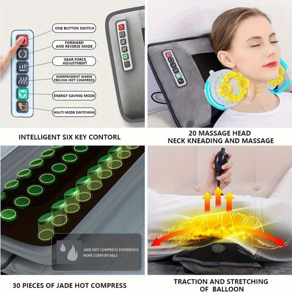 Full Body Vibration Massage Mat with Heat, 5 Massage Modes, Portable Electric Massage Pad for Back & Neck