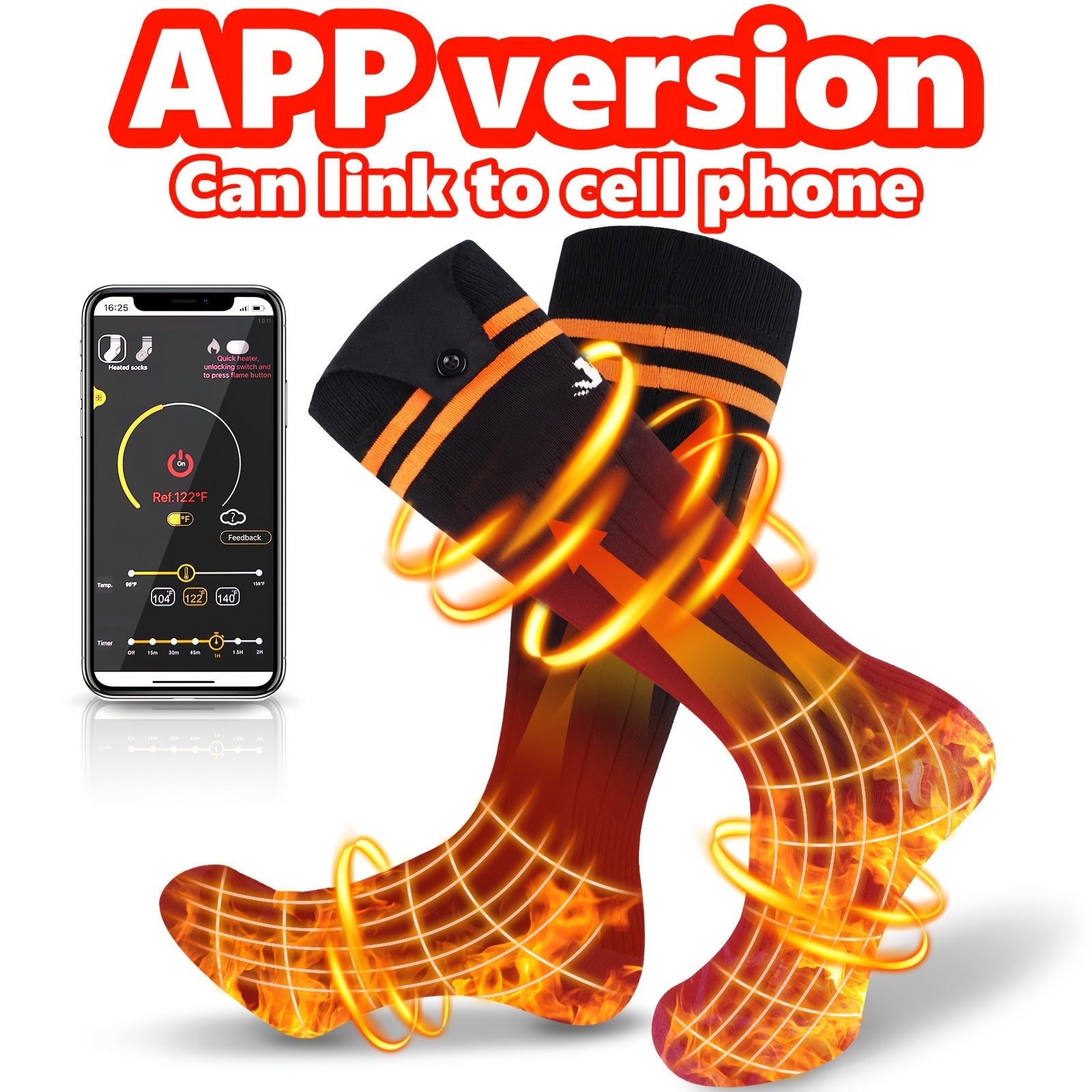 Rechargeable Heated Socks, 5000mAh Battery, Washable Electric Winter Socks for Camping, Hiking & Skiing