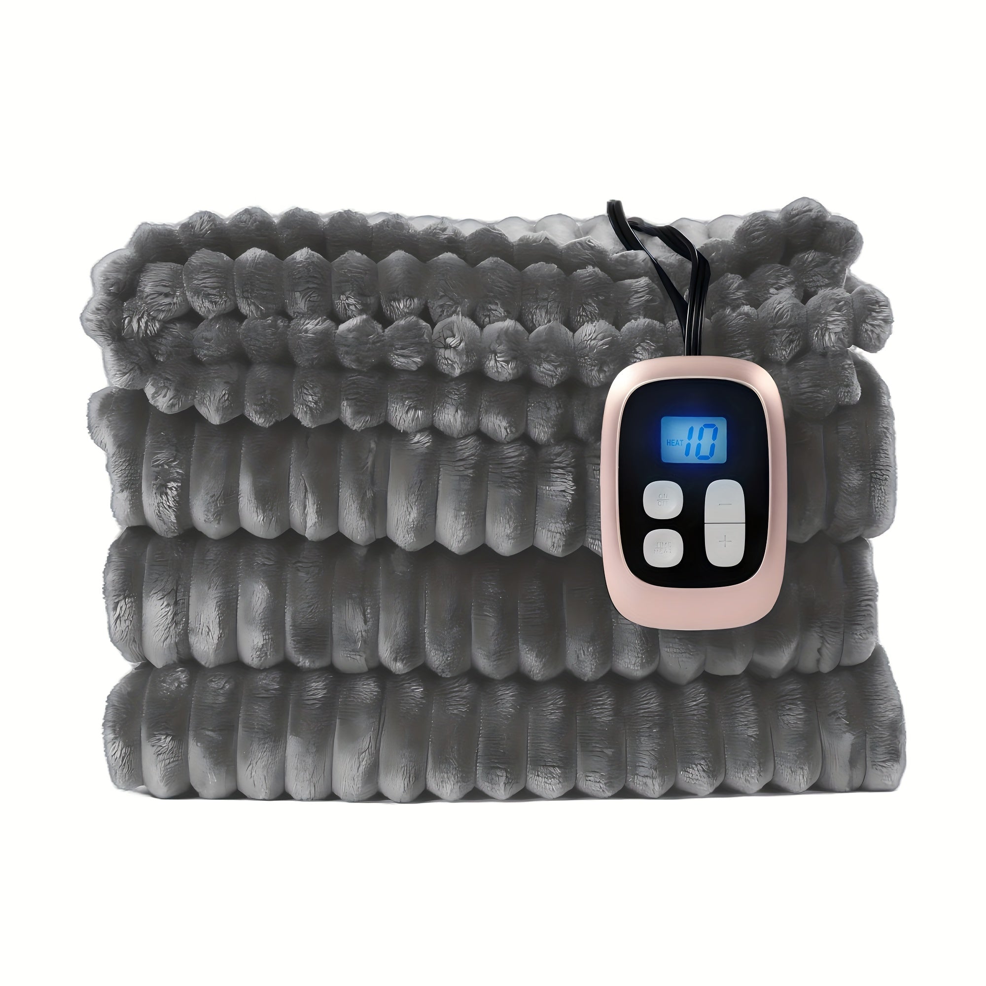 Electric Heated Blanket – Striped Flannel, Fast Heating, Washable