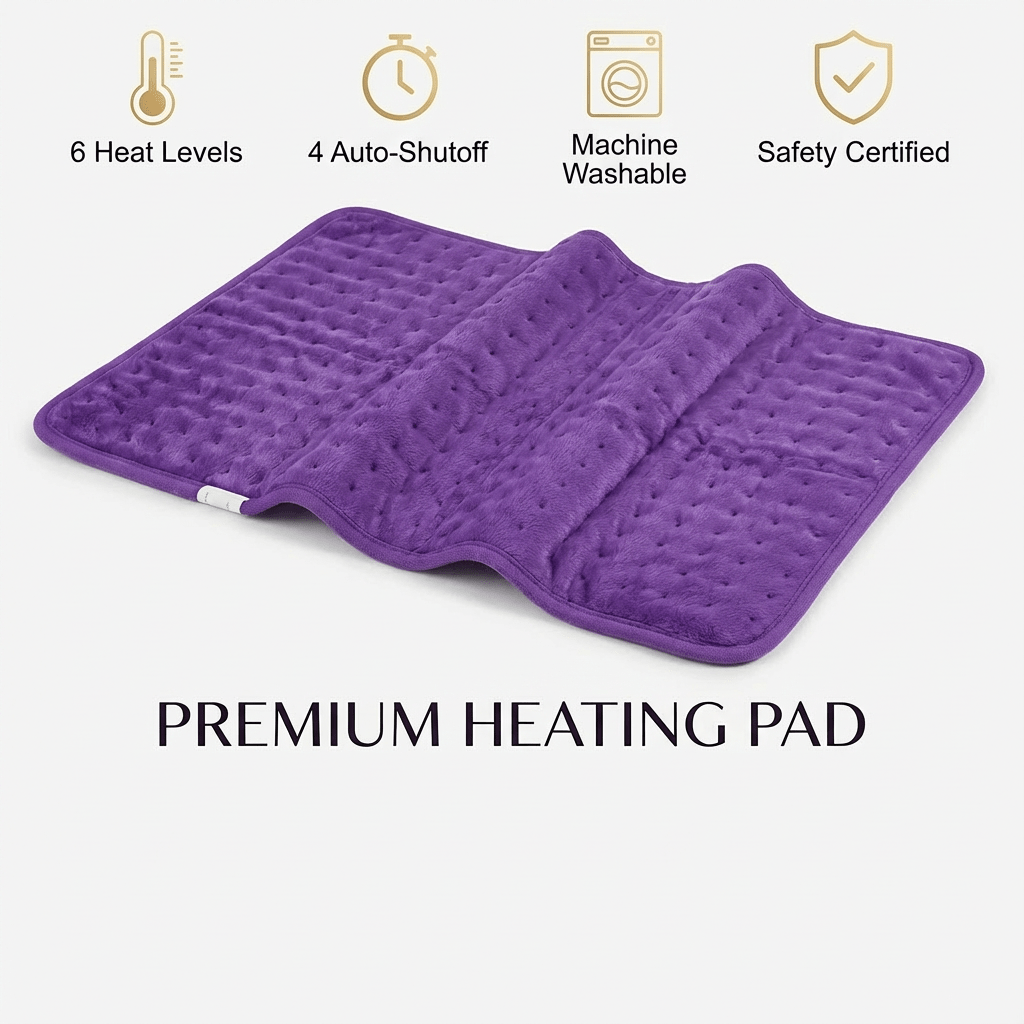 Extra Large Electric Heating Pad – 24×12 in, 6 Heat Levels, Fast Heating, Auto Shut-Off