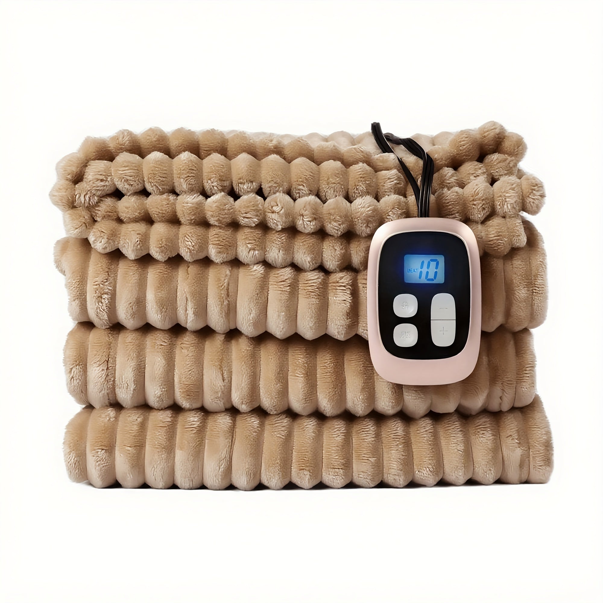 Electric Heated Blanket – Striped Flannel, Fast Heating, Washable