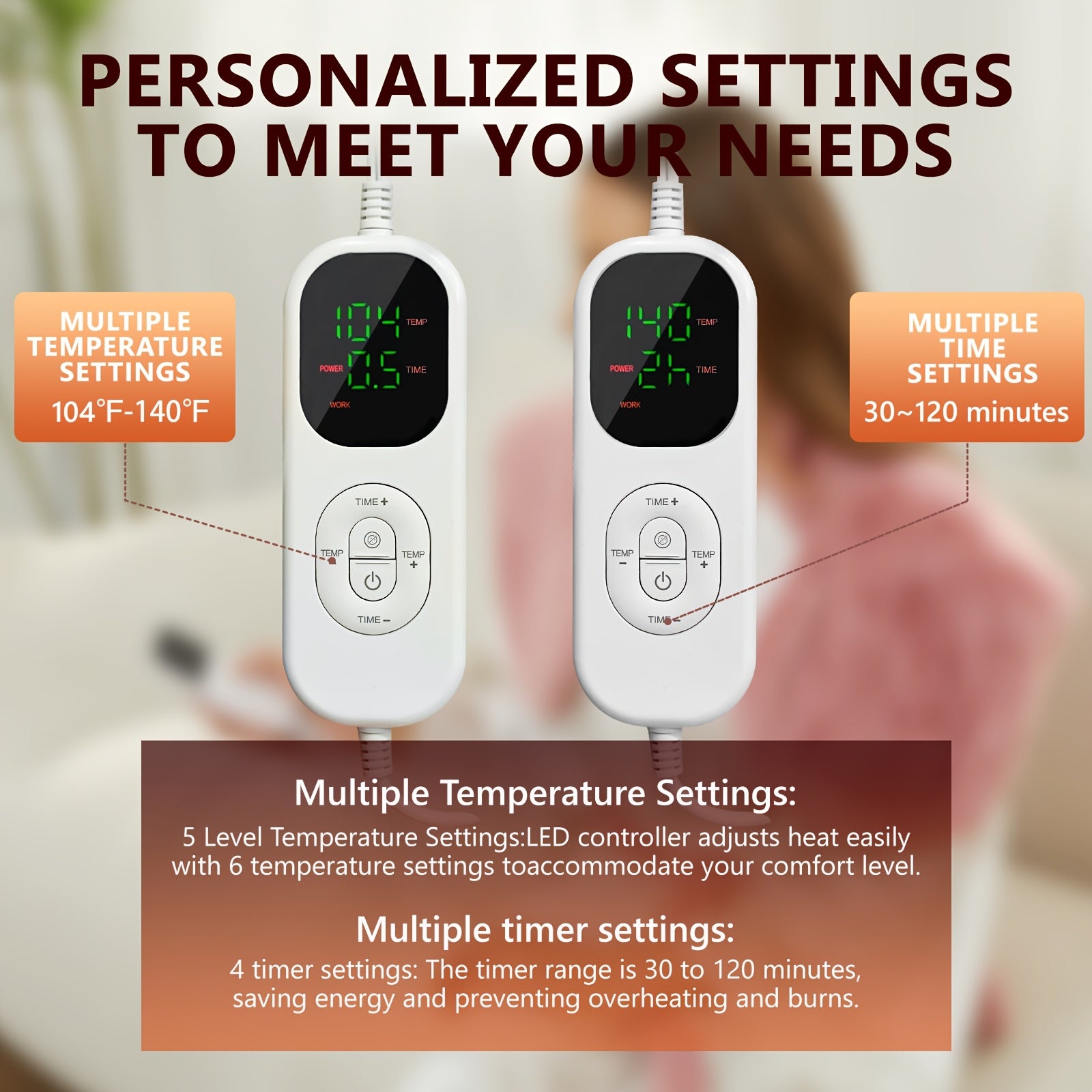 Extra Large Electric Heating Pad for Back – 35×28 in, Weighted Design, 5 Heat Levels, Auto Shut-Off