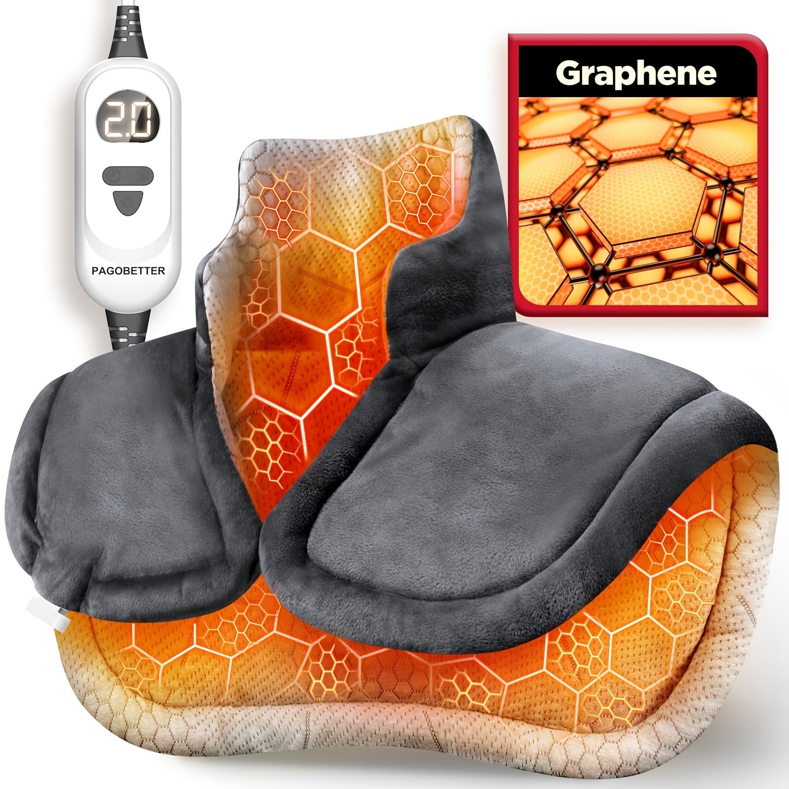 Weighted Heating Pad for Neck & Shoulders – Graphene Fabric, 6 Heat Levels, Auto Shut-Off