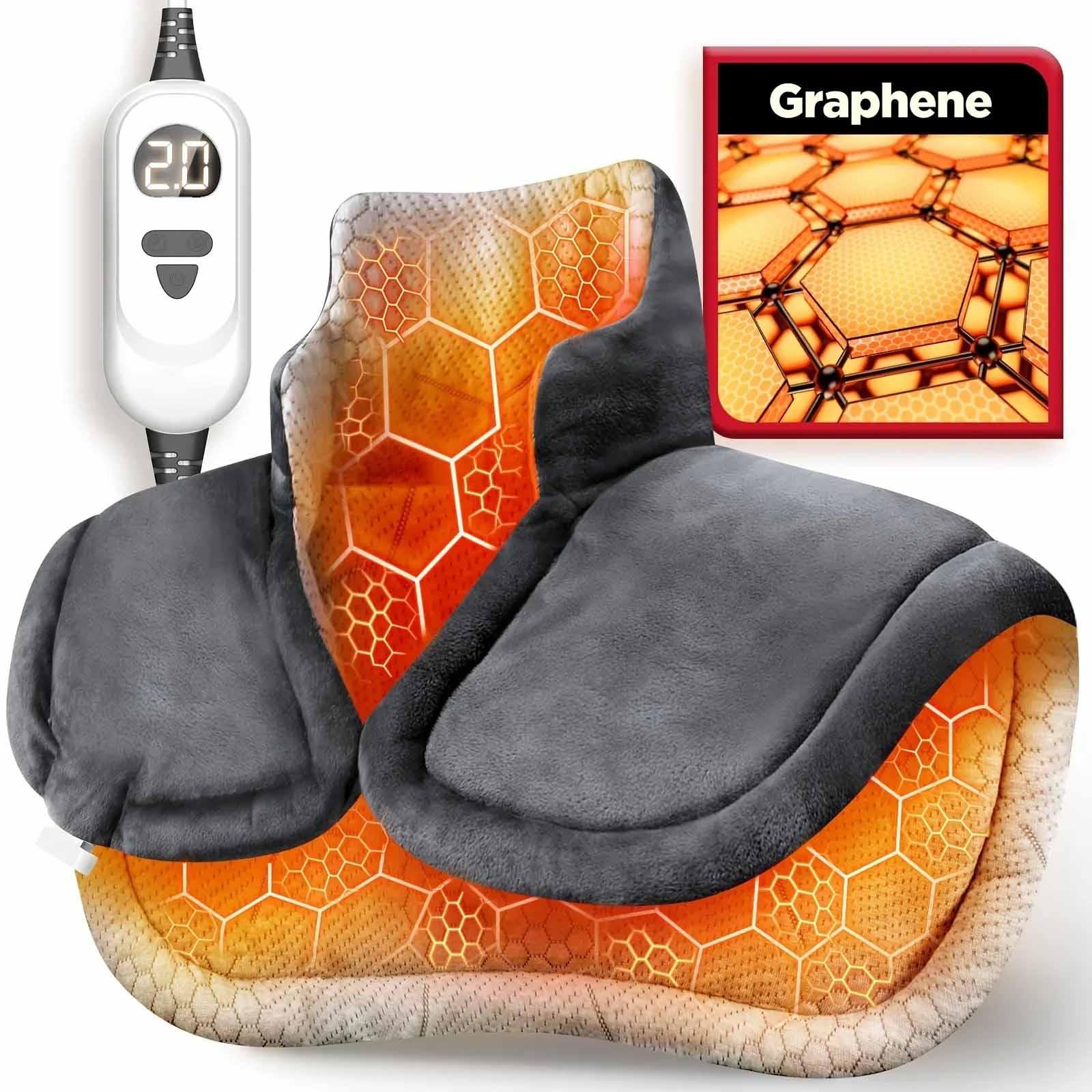 Weighted Heating Pad for Neck & Shoulders – Graphene Fabric, 6 Heat Levels, Auto Shut-Off - Thermeva