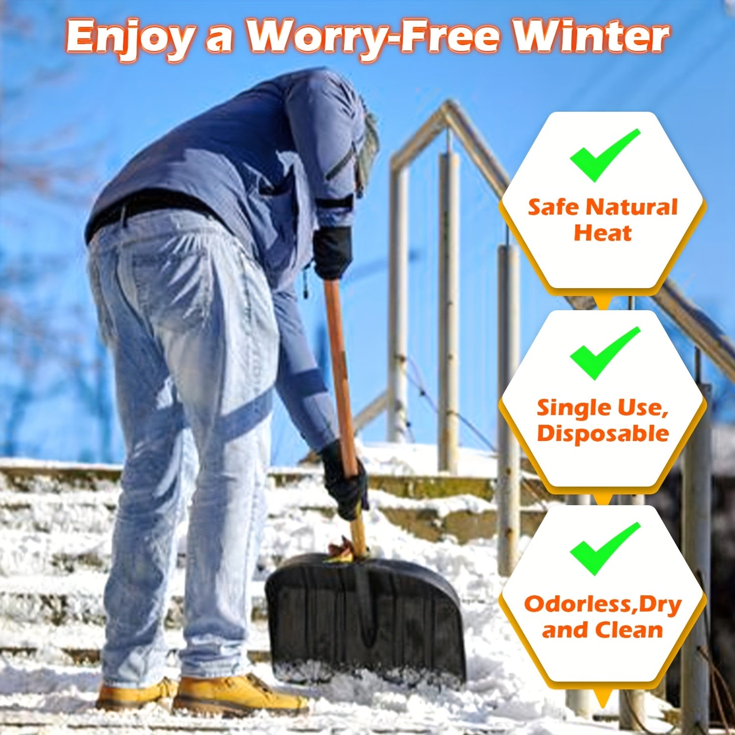 Air-Activated Hand & Body Warmers 10-Pack, Disposable Heat Packs for Hands, Toes & Body, Odorless Design