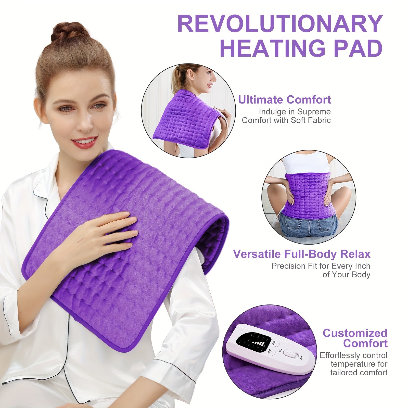 Heating Pad for Back & Body – Adjustable Timer & Temperature Control