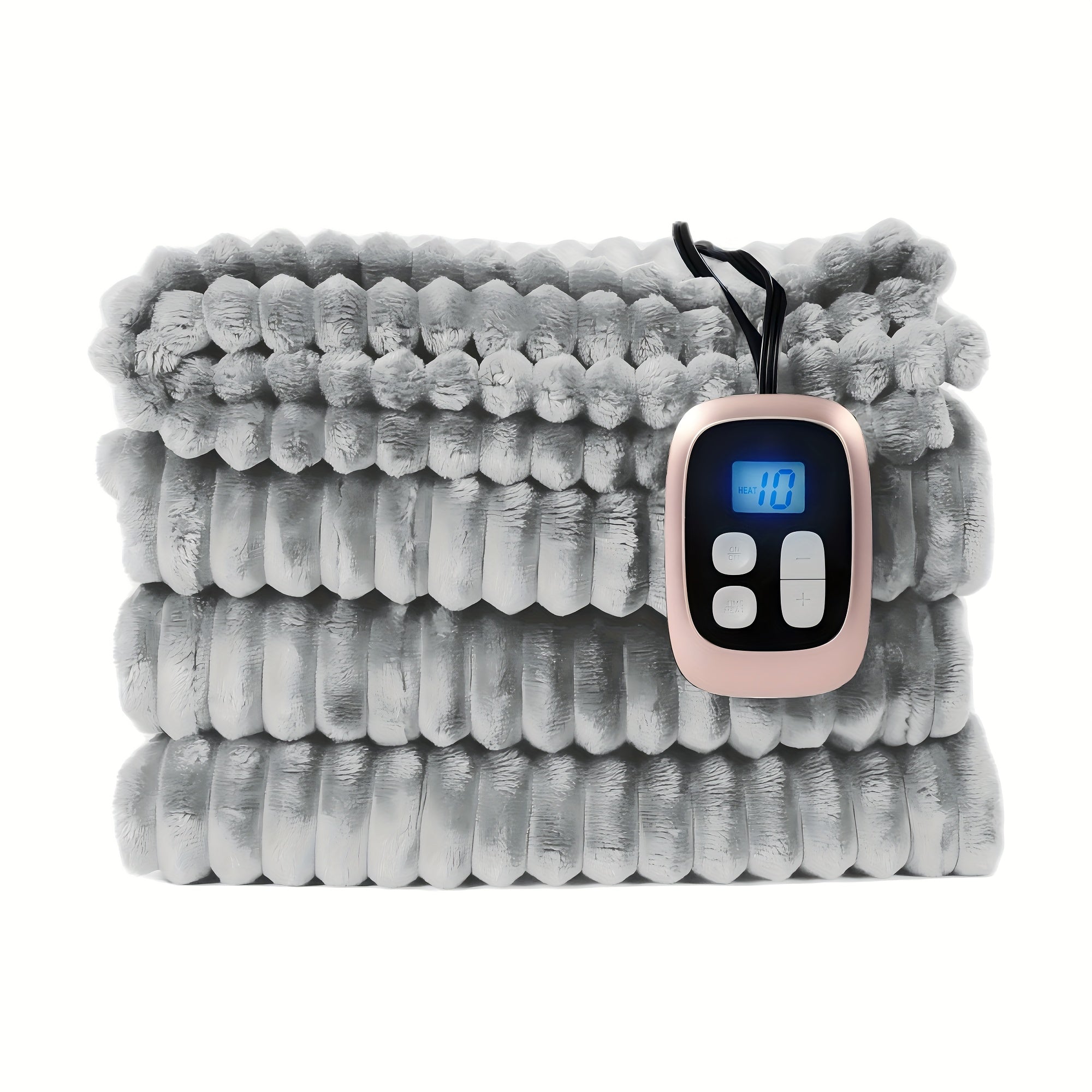 Electric Heated Blanket – Striped Flannel, Fast Heating, Washable