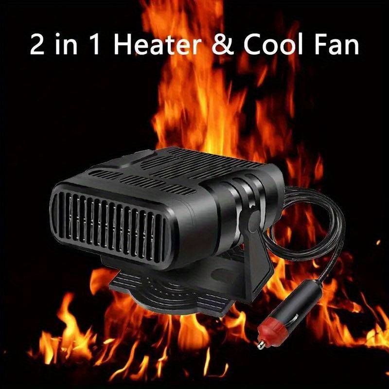 Portable Car Heater & Defroster, 200W Fast Heating Fan for Windshield Defogging, All Vehicles