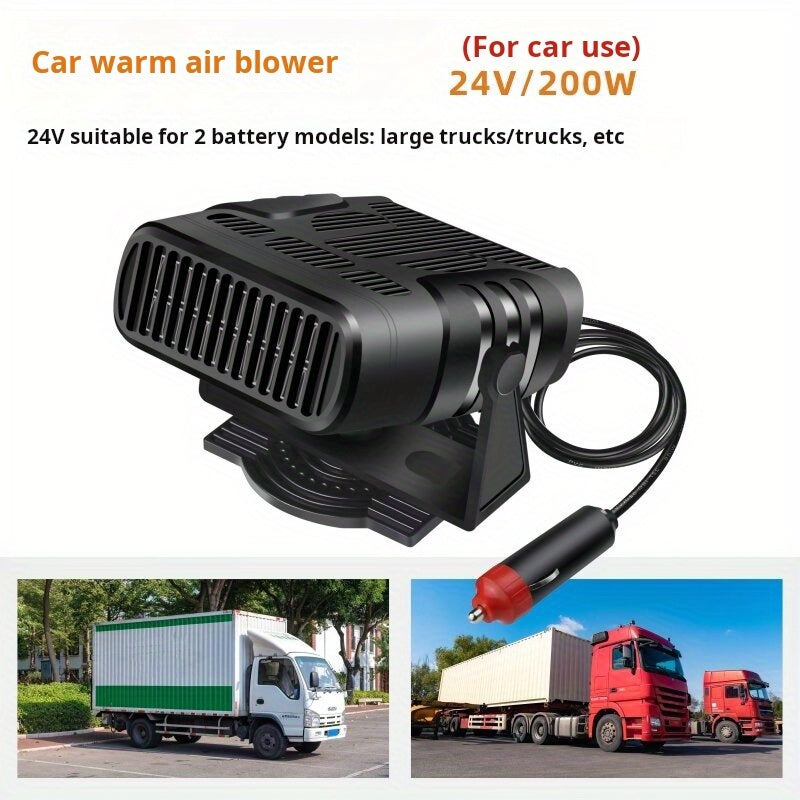 Portable Car Heater & Defroster, 200W Fast Heating Fan for Windshield Defogging, All Vehicles