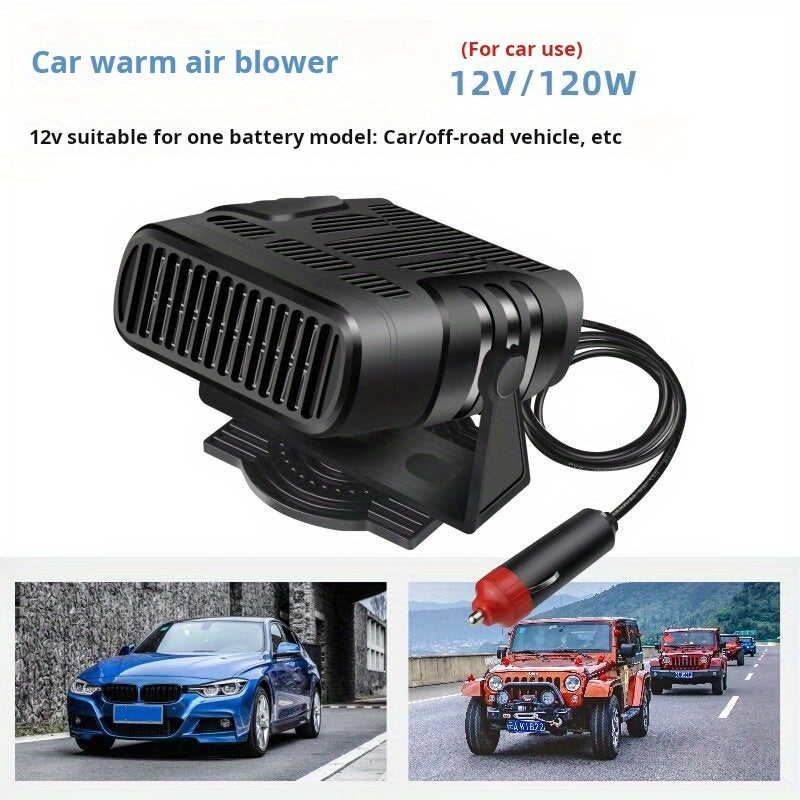 Portable Car Heater & Defroster, 200W Fast Heating Fan for Windshield Defogging, All Vehicles