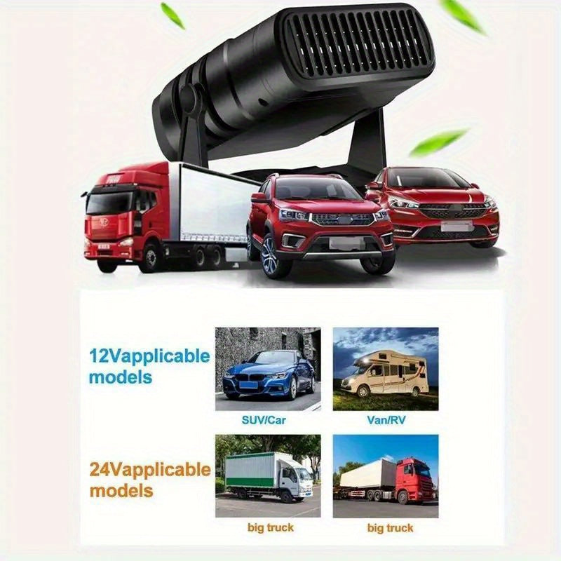 Portable Car Heater & Defroster, 200W Fast Heating Fan for Windshield Defogging, All Vehicles