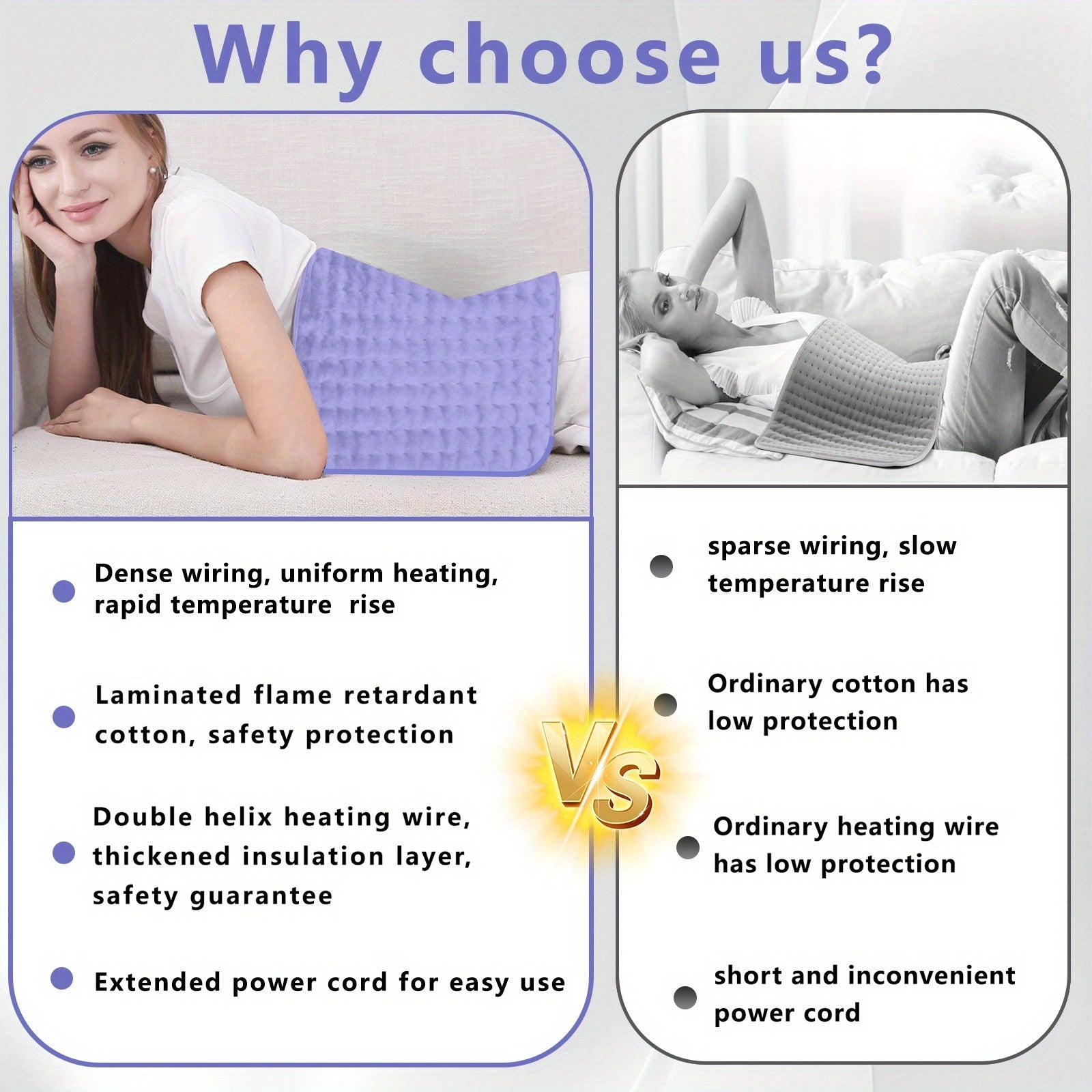 Electric Heating Pad for Back & Body – 24×12 in, 3 Heat Levels, Dry & Moist Heat, Auto Shut-Off