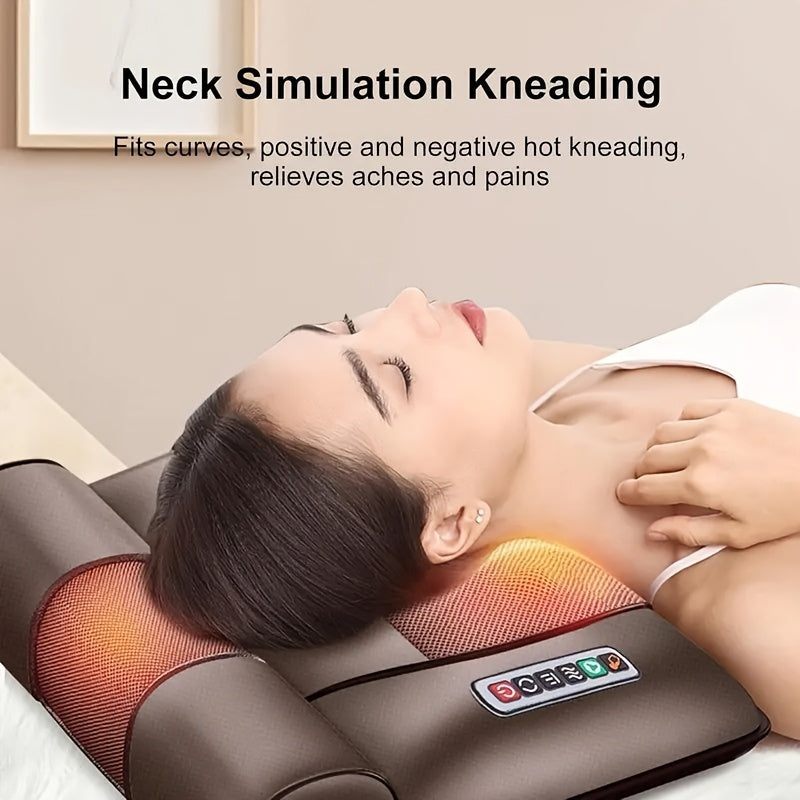 5-in-1 Full Body Massage Pad with Heat, Neck Back Waist & Leg Massage Zones, Foldable Massage Mat