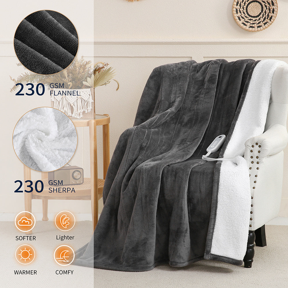 Extra Large Electric Heated Blanket – Dual Controllers, Timer, Adjustable Heat