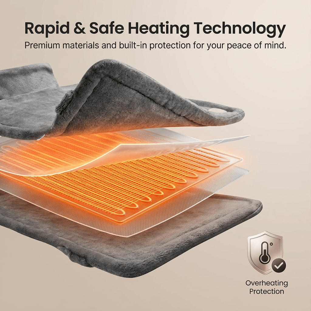 Heated Shawl Heating Pad for Neck & Shoulders – Graphene Fabric, 6 Heat Levels, Auto Shut-Off