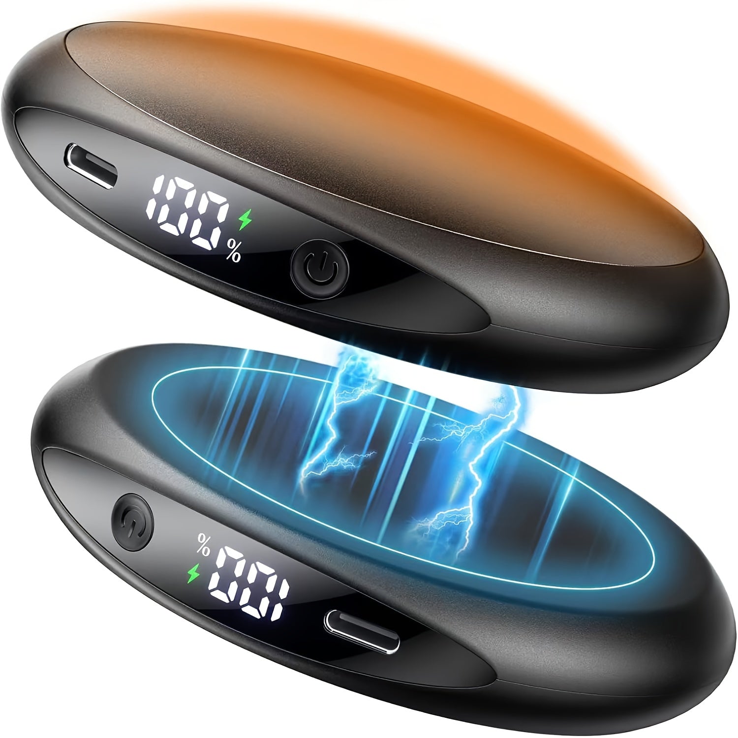 Rechargeable Magnetic Hand Warmers 2-Pack with Digital Display, Electric Pocket Heater, 3 Heat Levels