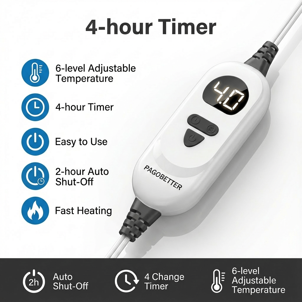 Heated Shawl Heating Pad for Neck & Shoulders – Graphene Fabric, 6 Heat Levels, Auto Shut-Off