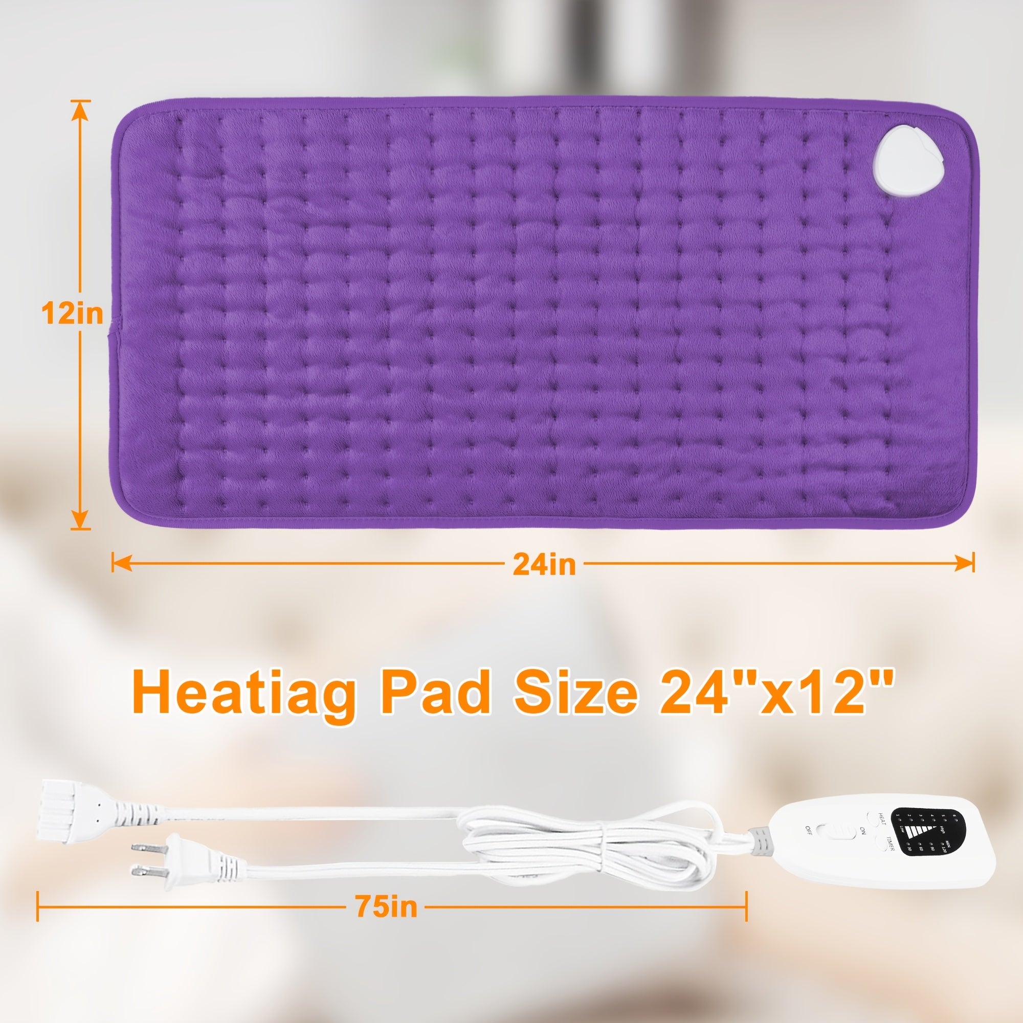 Electric Heating Pad for Back & Body – 6 Heat Levels, Machine Washable
