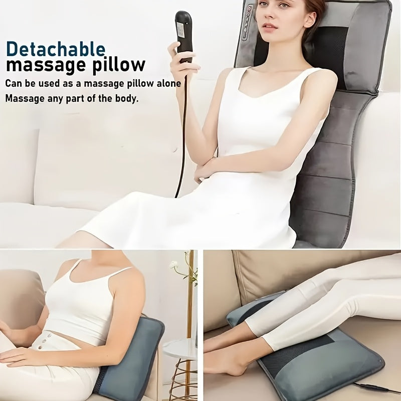 Full Body Massage Mat with Heat & Shiatsu Neck Pillow, 10 Vibration Motors, Foldable Massage Mattress