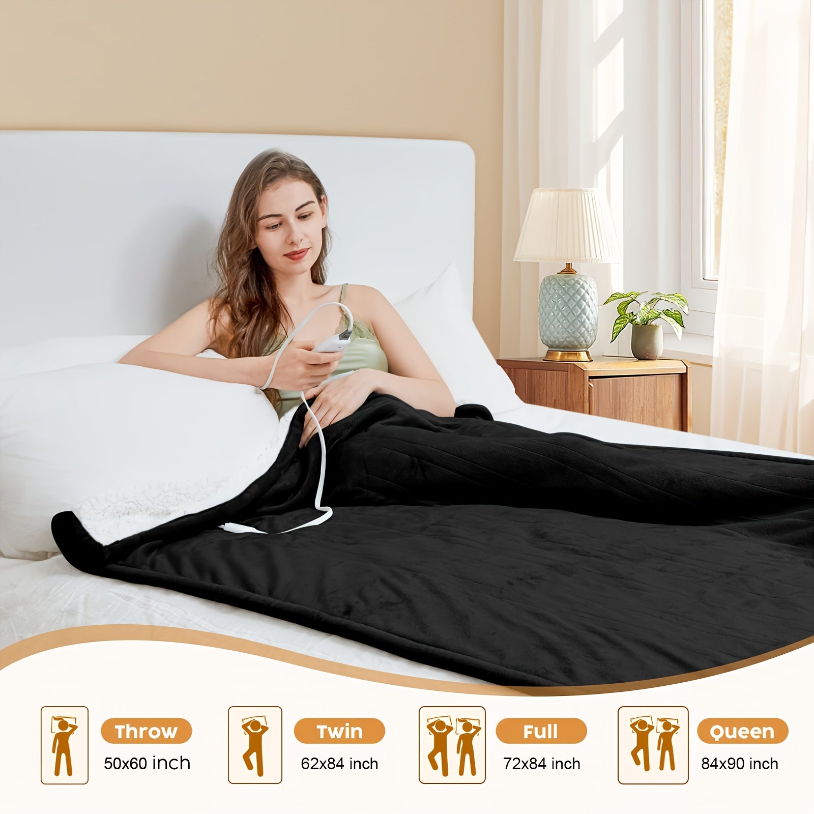 Electric Heated Blanket – Soft Flannel, Fast Warm-Up, Auto Shut-Off