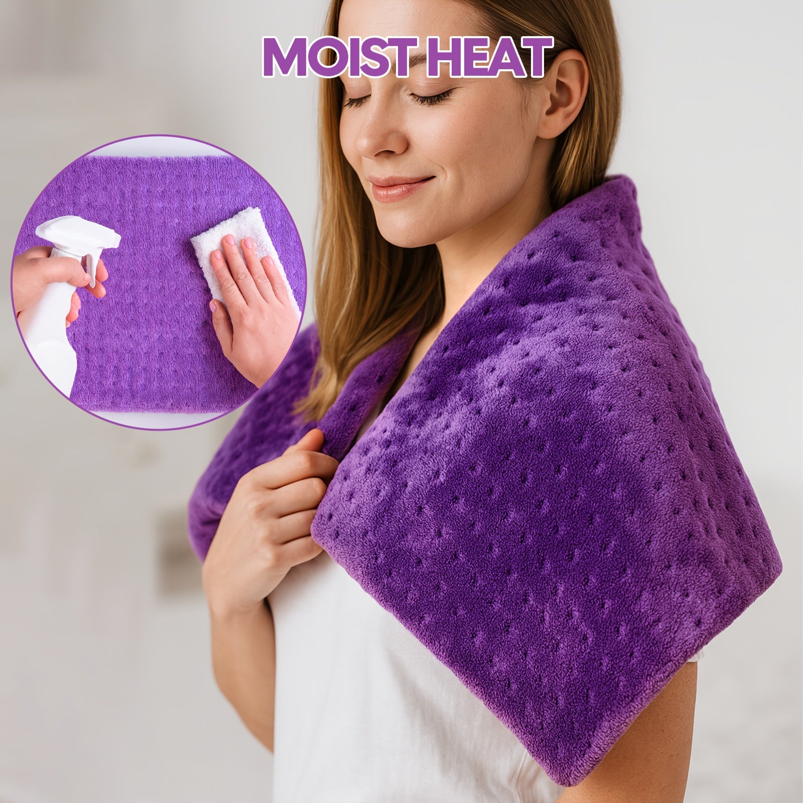 Electric Heating Pad for Back & Body – Ultra-Soft Fabric, Dry & Moist Heat, Auto Shut-Off