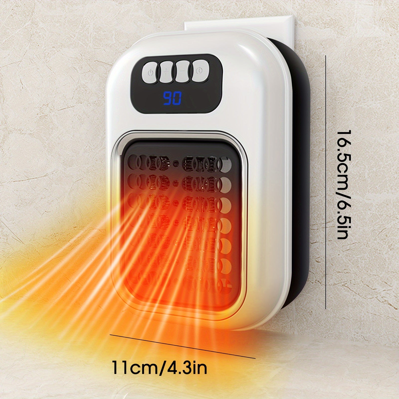 Wall-Mounted Electric Space Heater for Indoor Use – Adjustable Thermostat, Timer & LED Display