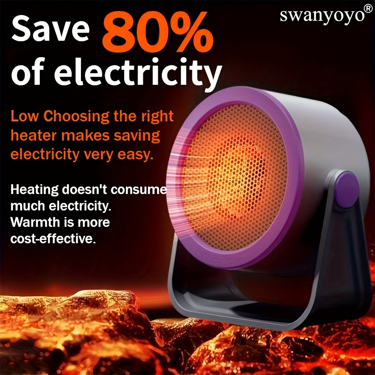 Desktop Electric Space Heater for Indoor Use – Portable Mini Heater with Adjustable Temperature