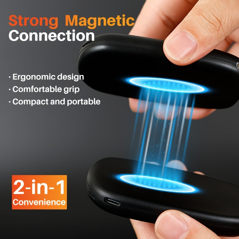 Rechargeable Hand Warmers 2-Pack with COB Light, Magnetic Electric Pocket Heater, Dual-Sided Heating