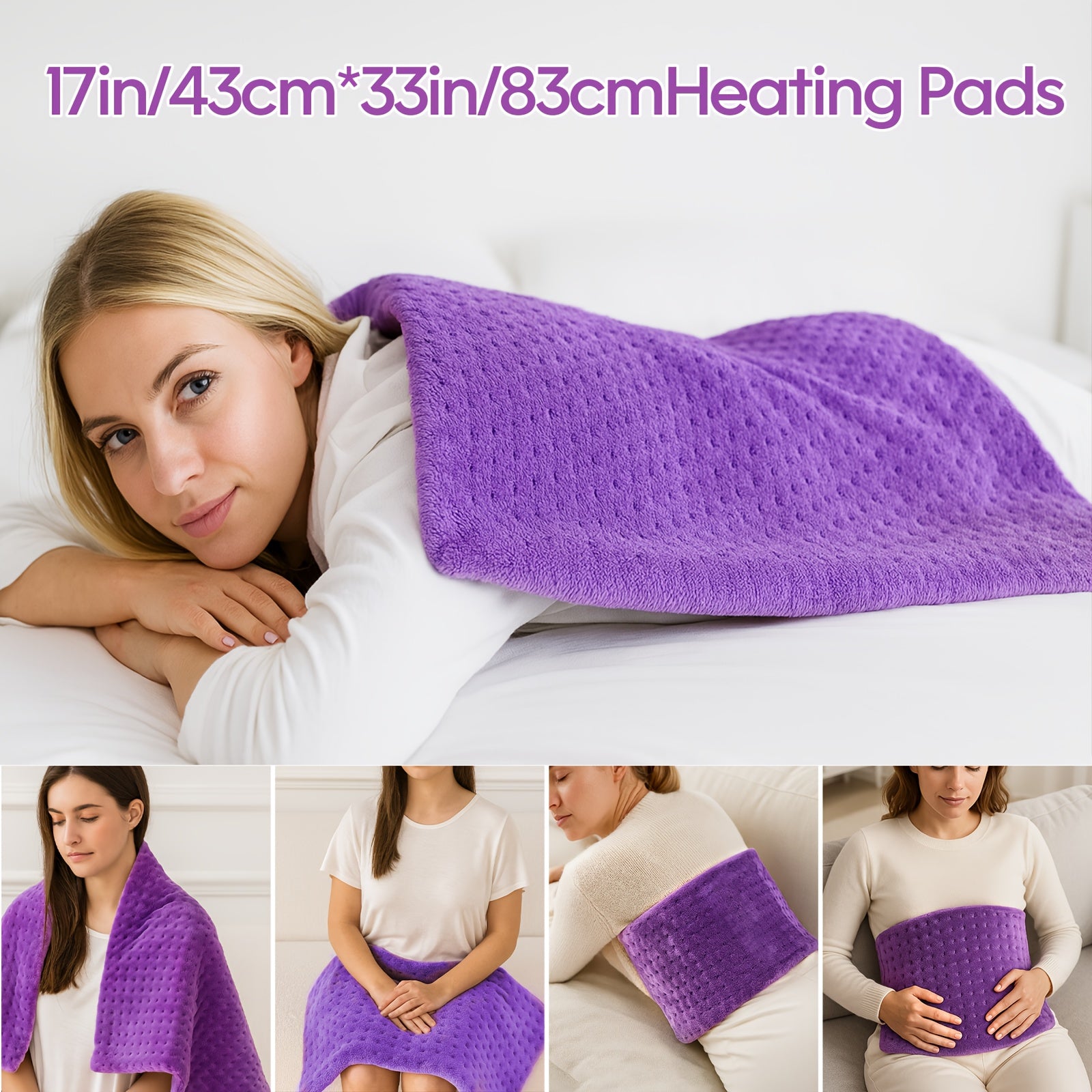 Electric Heating Pad for Back & Body – Ultra-Soft Fabric, Dry & Moist Heat, Auto Shut-Off