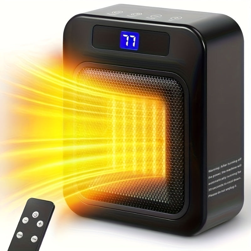1500W Ceramic Space Heater for Indoor Use – Portable Electric Heater with Remote, Digital Display & Safety Protection