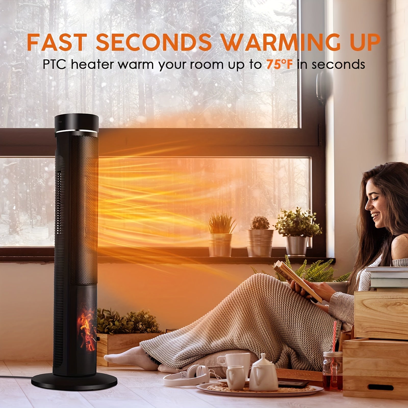 36-Inch Tower Space Heater for Indoor Use – 1500W Electric Heater with Remote, Thermostat & Oscillation