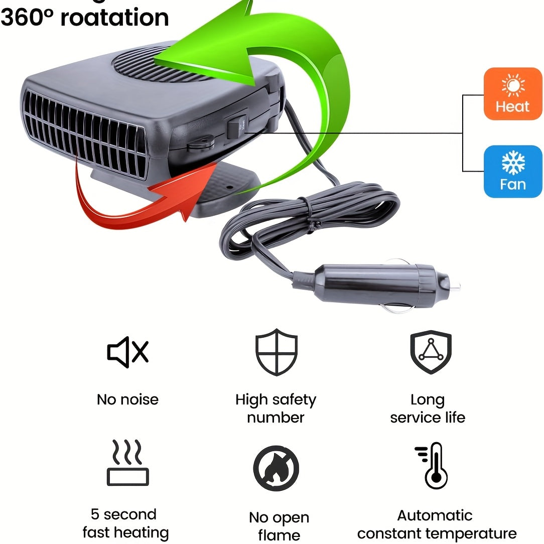 Portable Car Windshield Heater & Defroster, Quick Heating and Cooling Fan for Small and Large Vehicles