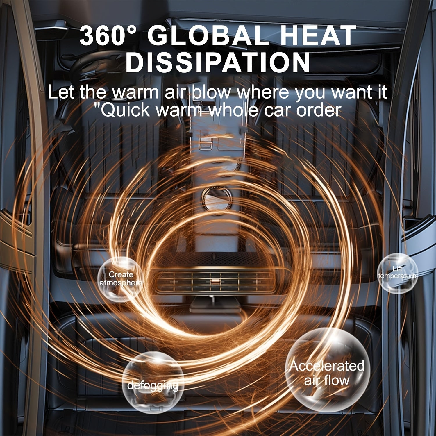 12V Car Heater & Defogger, 2-in-1 Portable Vehicle Heating Device for Windshield Defrosting