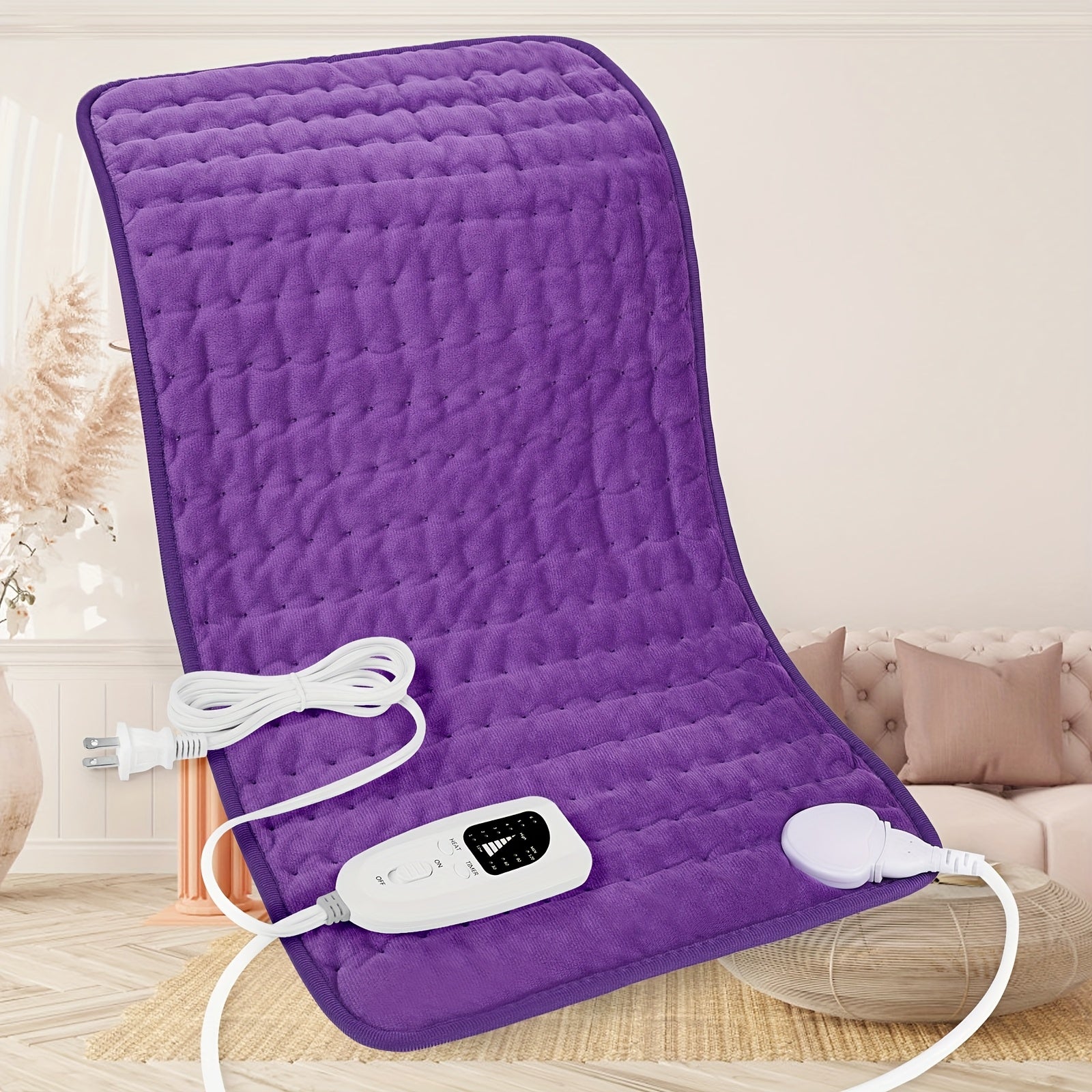 Extra Large Electric Heating Pad – 24×12 in, Fast Heating, 6 Heat Levels, Auto Shut-Off