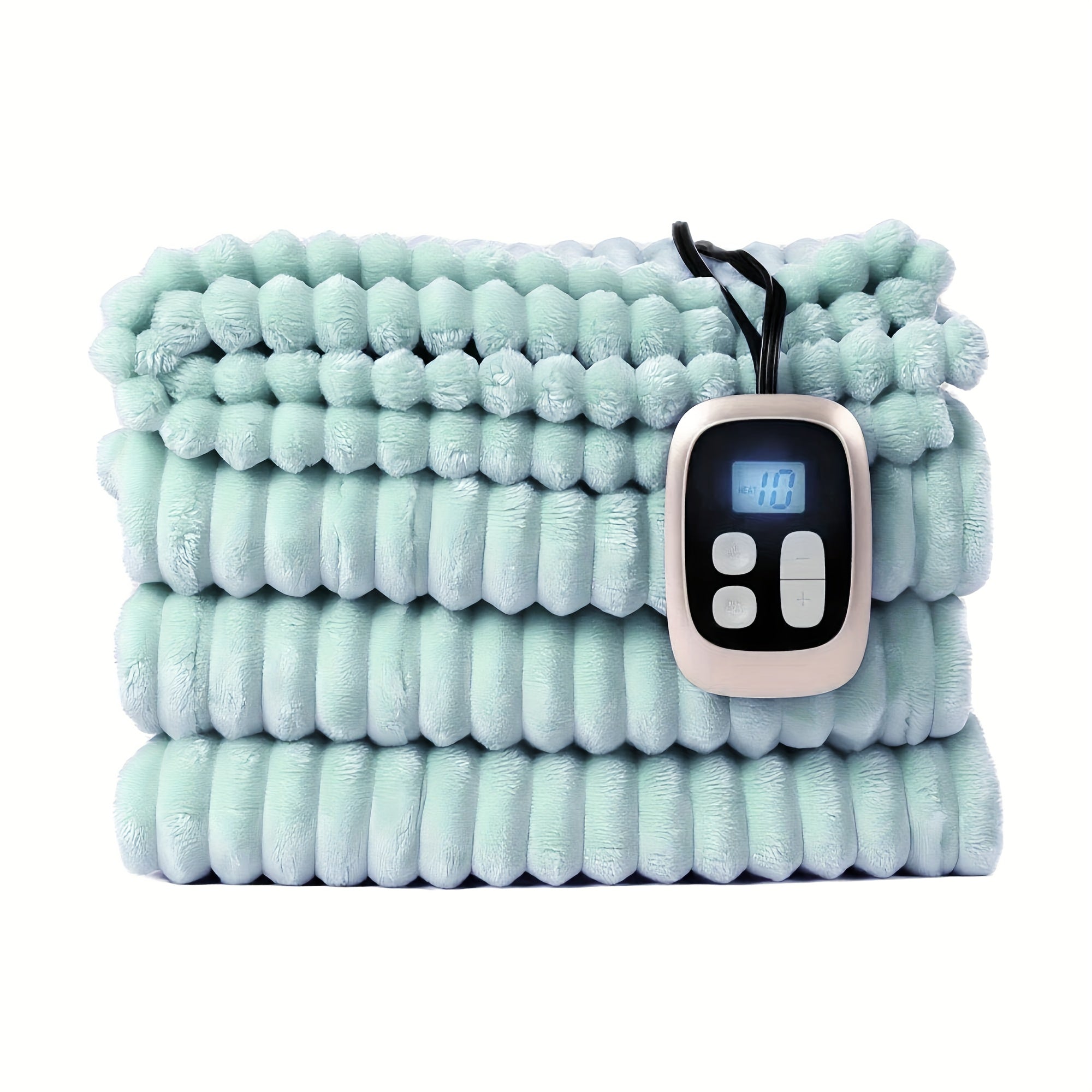 Electric Heated Blanket – Striped Flannel, Fast Heating, Washable