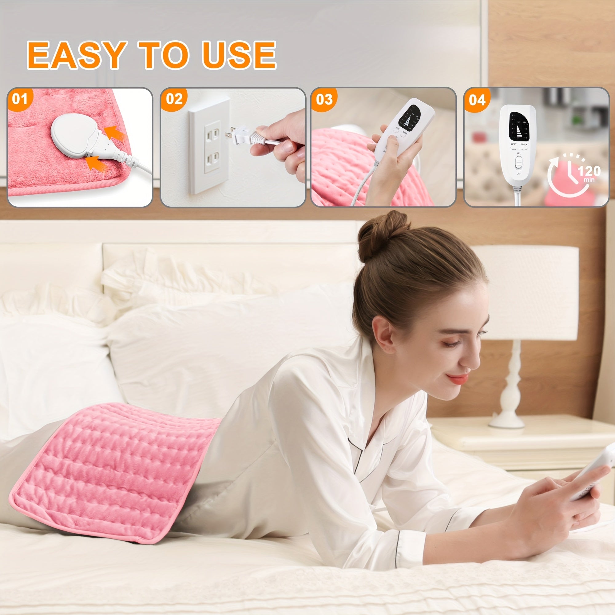 Extra Large Electric Heating Pad for Back & Body – 24×12 in, 6 Heat Levels, Dry & Moist Heat