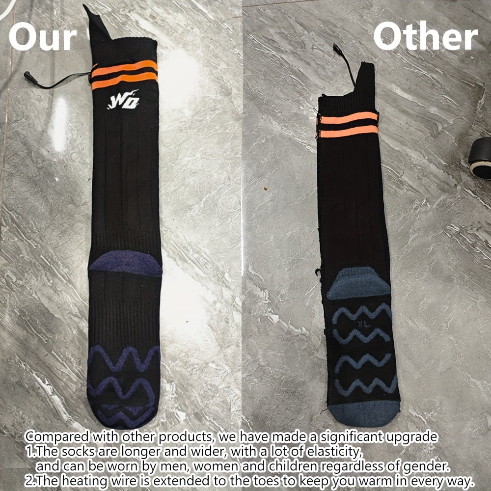 Rechargeable Heated Socks, 5000mAh Battery, Washable Electric Winter Socks for Camping, Hiking & Skiing