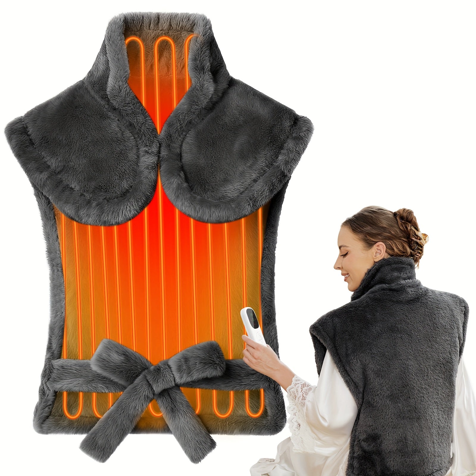 Extra Large Electric Heating Pad for Back – 35×28 in, Weighted Design, 5 Heat Levels, Auto Shut-Off