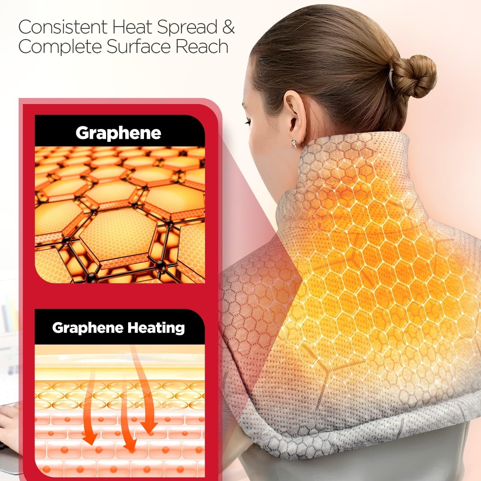 Heated Shawl Heating Pad for Neck & Shoulders – Graphene Fabric, 6 Heat Levels, Auto Shut-Off